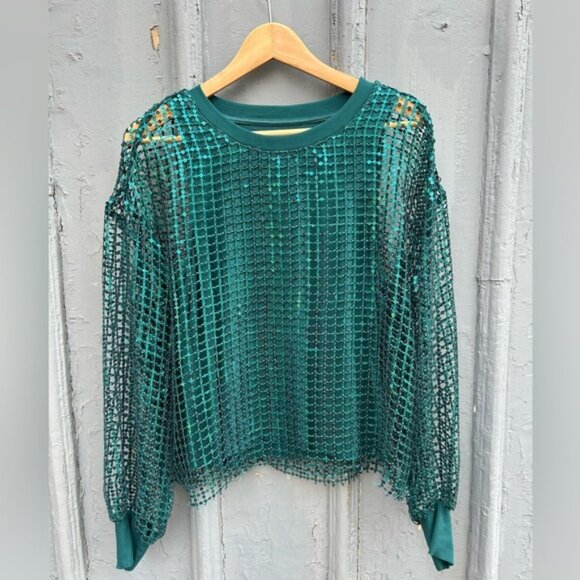 Pilcro Long-Sleeve Sequin Top, Medium - Picture 5 of 11